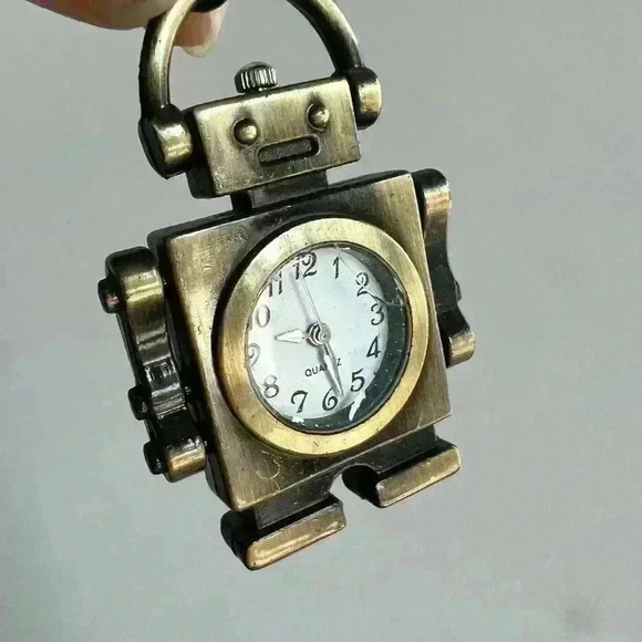 Vintage Retro Y2K Robot Sci-Fi Stainless Cyber Core Steel Clock Hipster Necklace - Picture 5 of 8